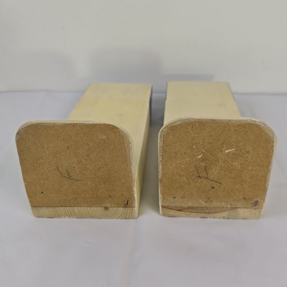 Vintage Wooden House Bookends 1980s Hand Painted Handmade 9.5" Tall - Picture 4 of 10